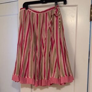 Banana Republic Pink and Tan Striped A-Line Skirt